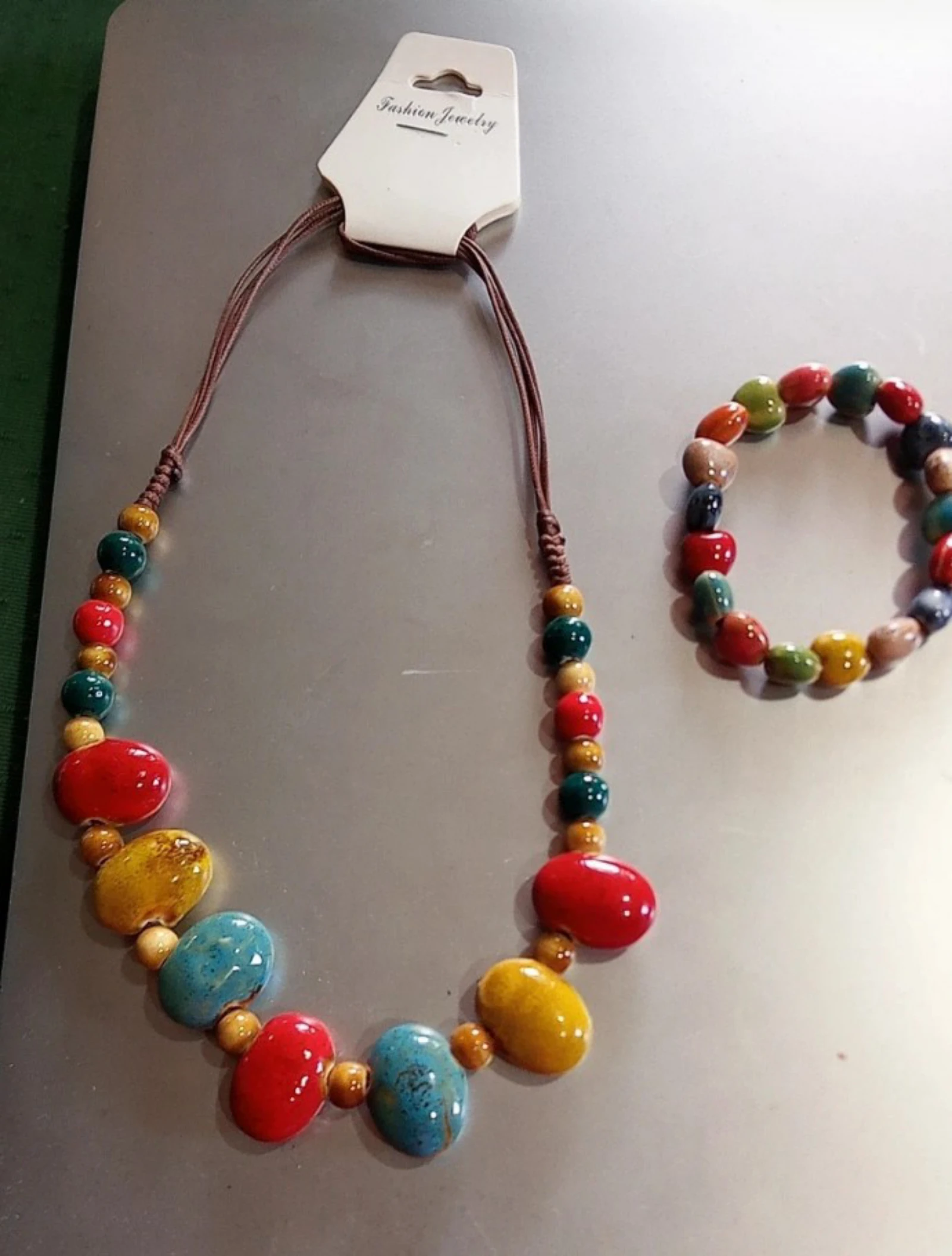 Colar mais pulseira multicolor 